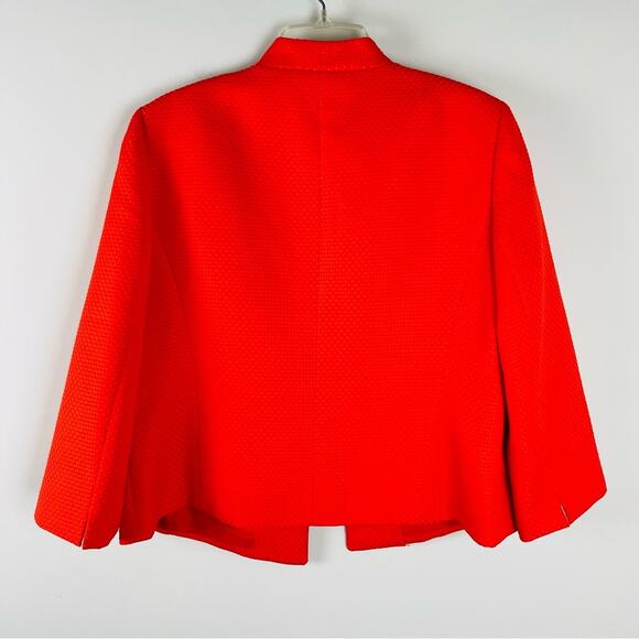 Kasper orange checked zipper office preppy open blazer 14 - Picture 4 of 7